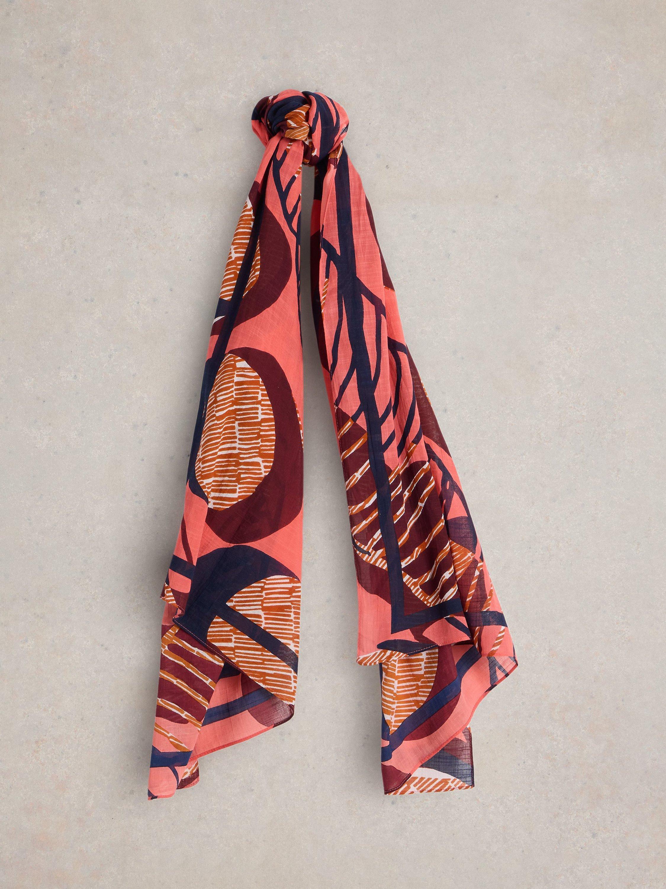 White Stuff Abstract Geo Print Scarf, Pink/Multi