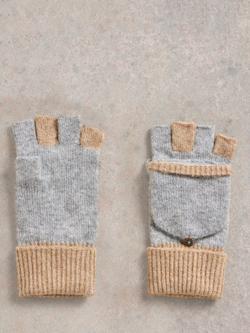 White Stuff Poppy Flip Top Mittens, Grey/Peach, Grey/Peach