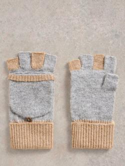 White Stuff Poppy Flip Top Mittens, Grey/Peach - view 2, Grey/Peach
