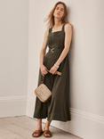 Mint Velvet Pinafore Midi Dress, Khaki