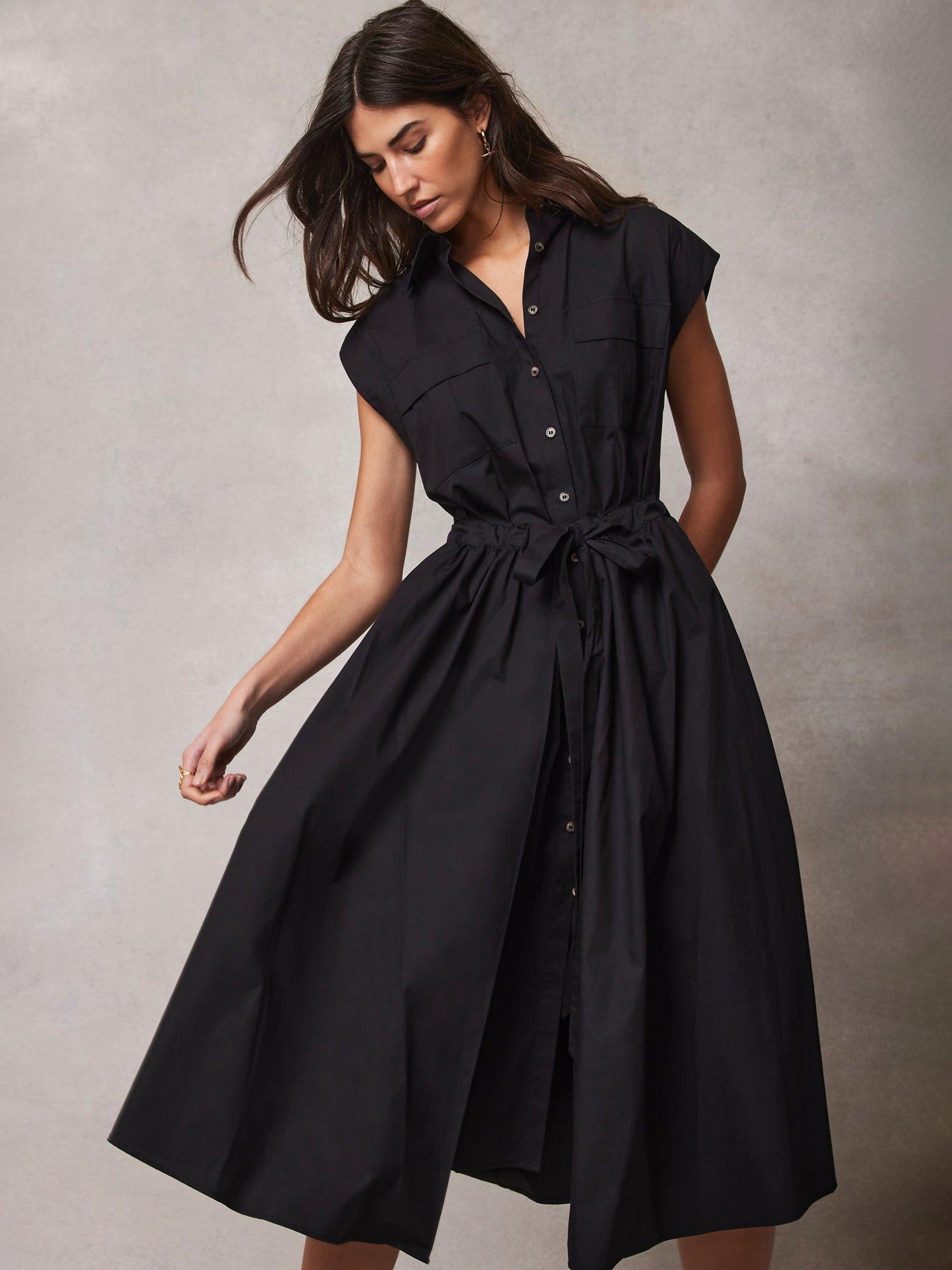 Black cotton shirt dress sales