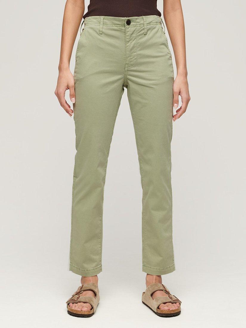 Product image 1 of 6, which shows Superdry Mid Rise Chinos, Dusty Mint Green, W26/L30