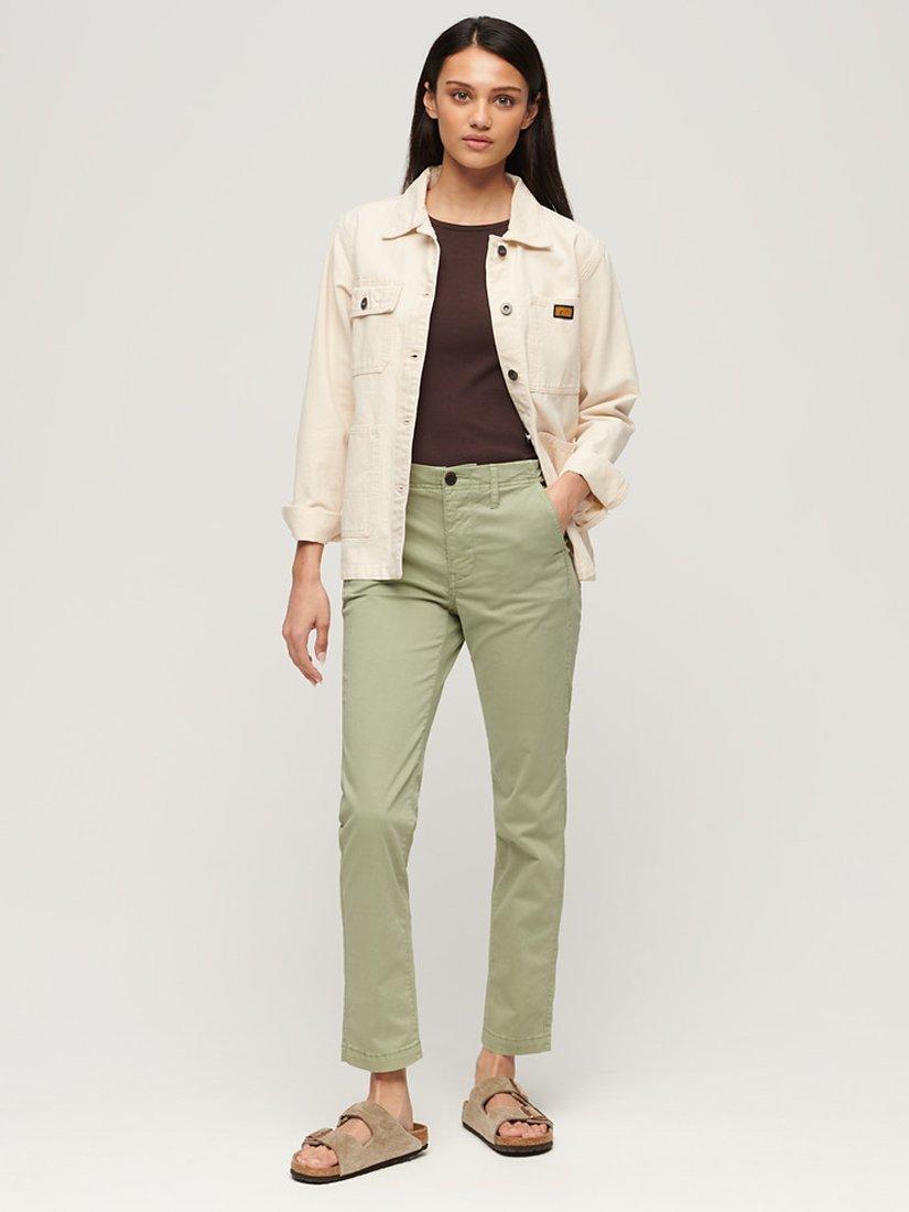 Product image 2 of 6, which shows Superdry Mid Rise Chinos, Dusty Mint Green, W26/L30
