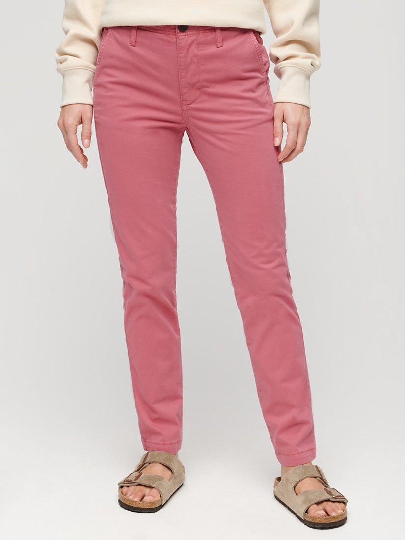 Product image 1 of 6, which shows Superdry Mid Rise Chinos, Mauve Pink, W26/L30