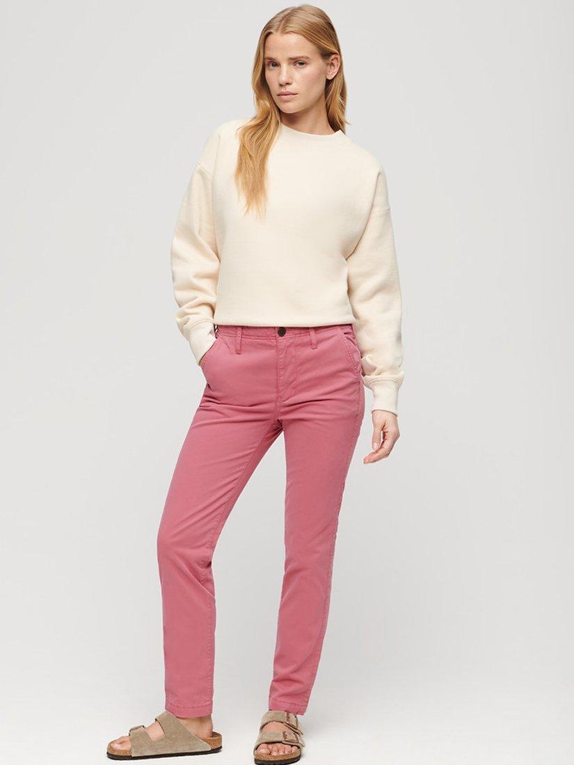 Product image 2 of 6, which shows Superdry Mid Rise Chinos, Mauve Pink, W26/L30