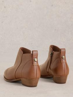 White Stuff Wide Fit Leather Ankle Boots, Mid Tan - view 2, Mid Tan