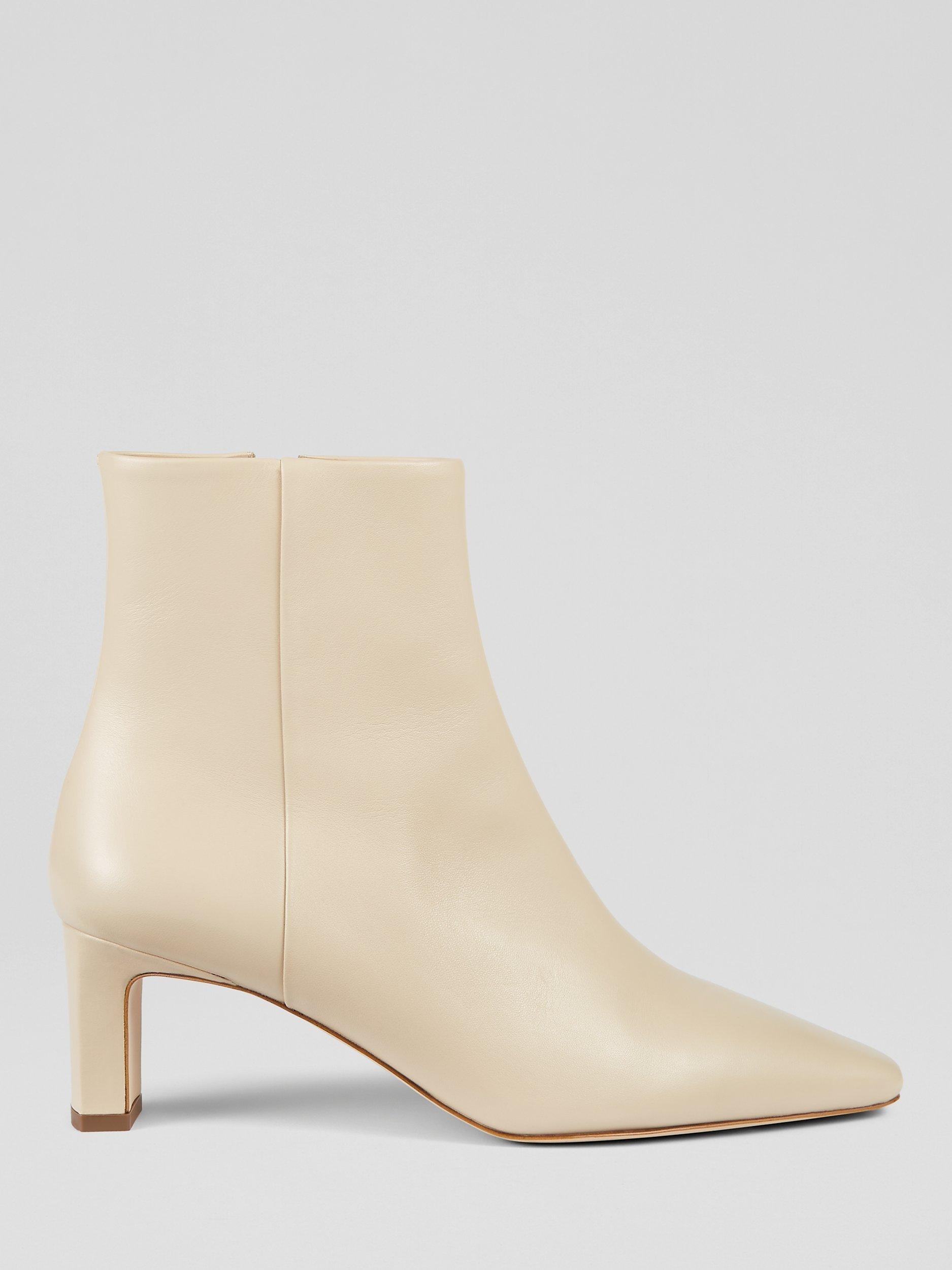 Product image 1 of 4, which shows L.K.Bennett Margaux Calf Leather Ankle Boots, Sand, 4