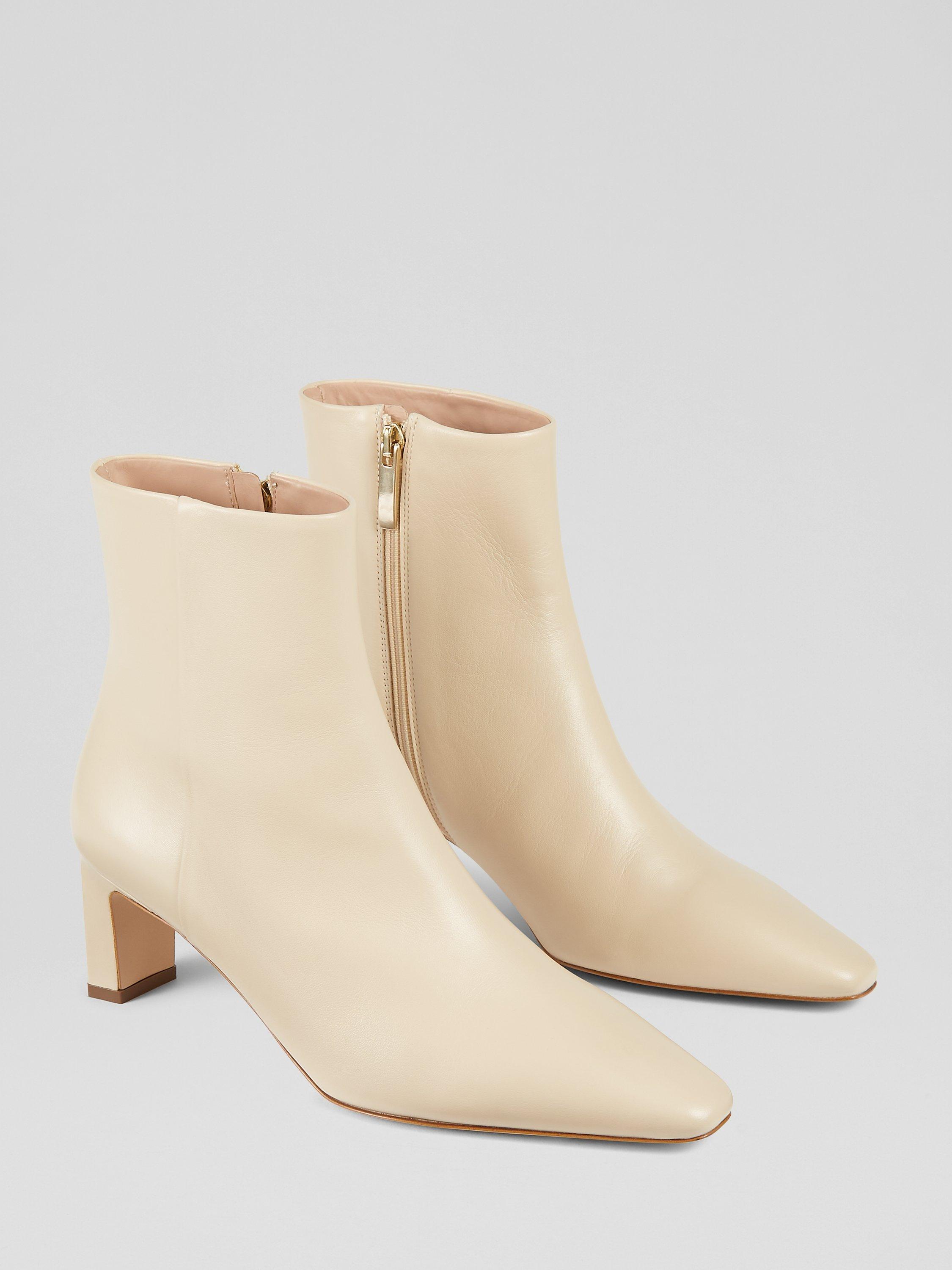 Product image 2 of 4, which shows L.K.Bennett Margaux Calf Leather Ankle Boots, Sand, 4