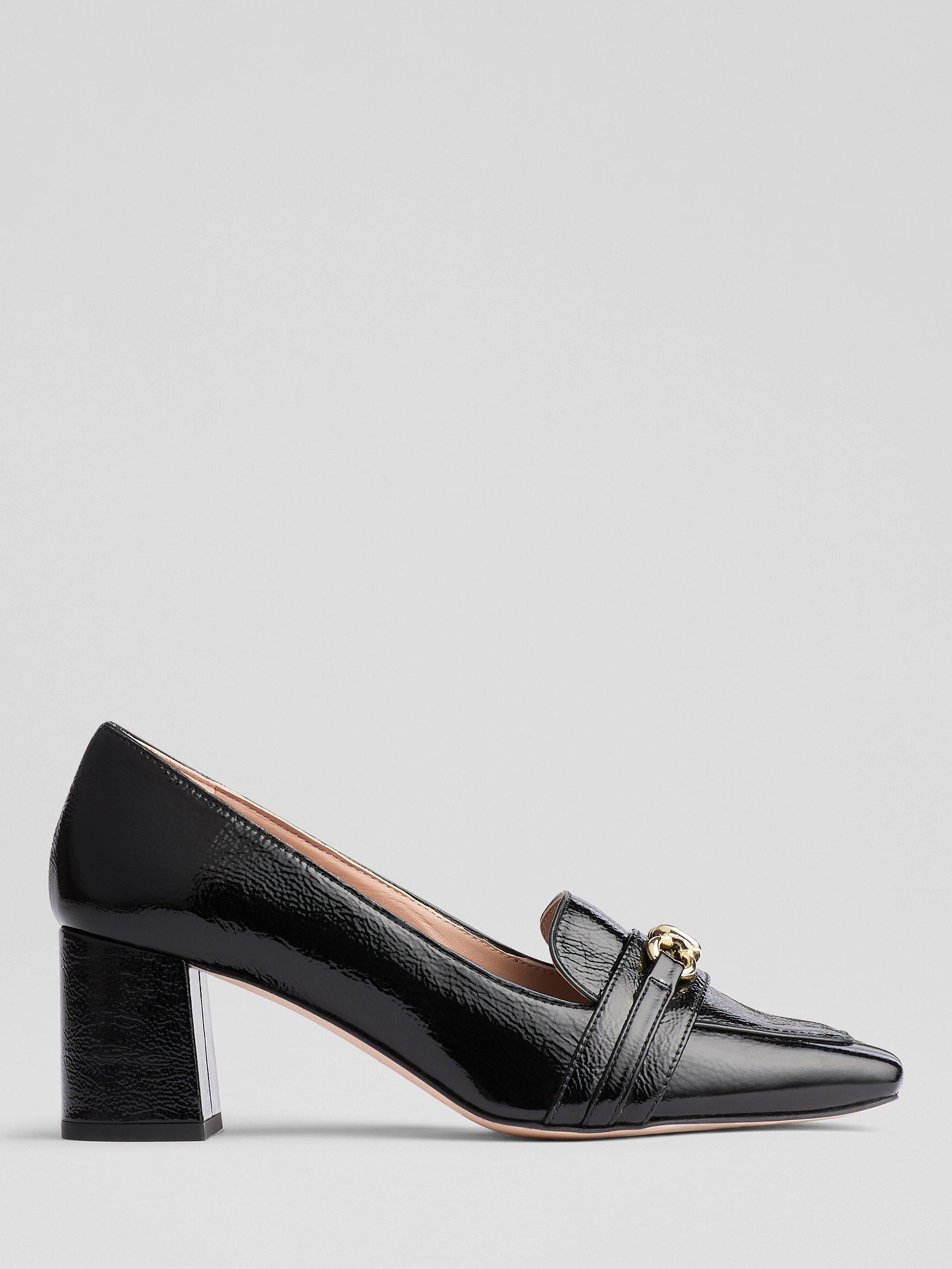 Product image 1 of 4, which shows L.K.Bennett Sydnie Leather Patent Court Shoes, Black, 4