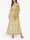 Lace & Beads Lana Tulle Floral Maxi Dress, Yellow/Multi