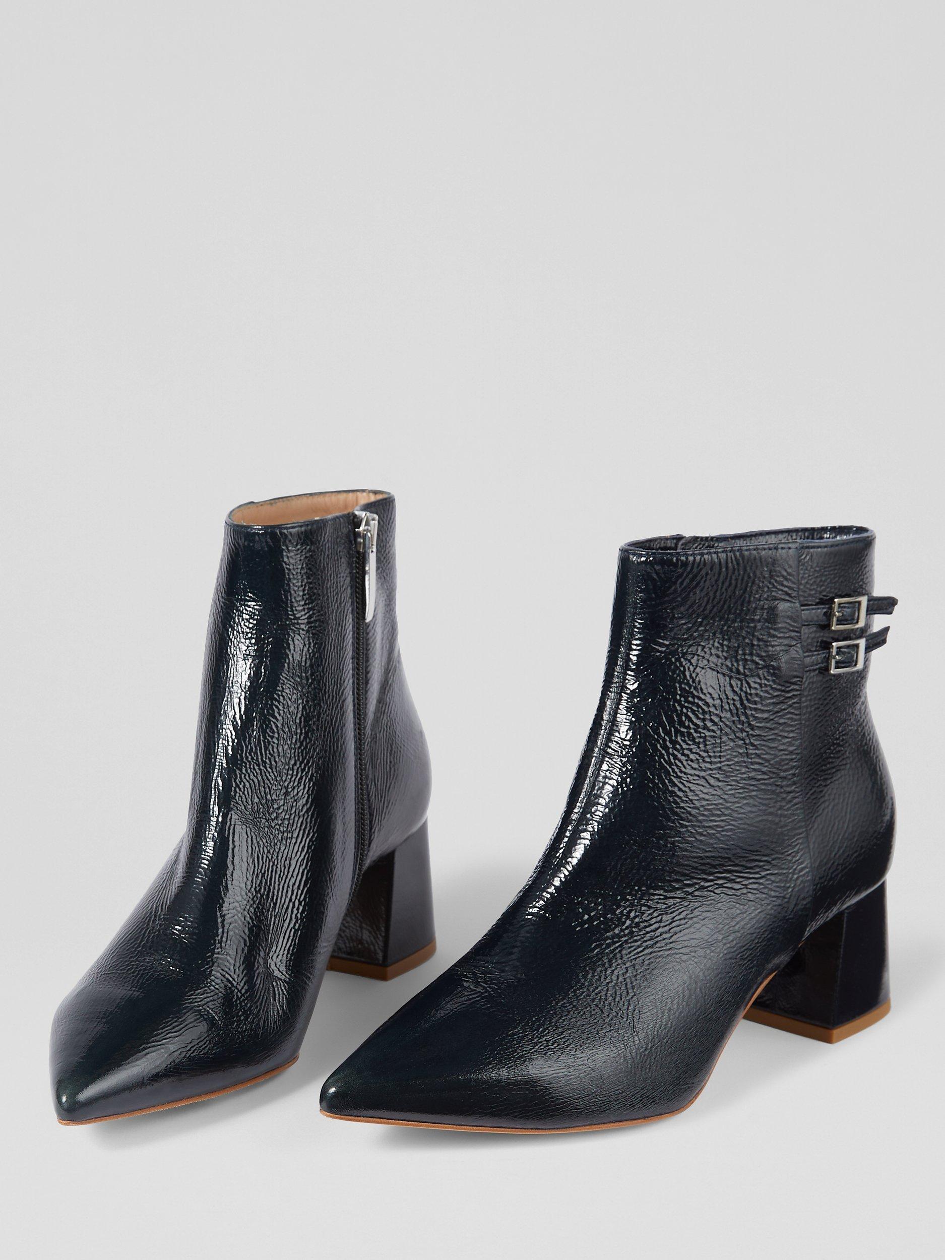 Product image 4 of 4, which shows L.K.Bennett Missy Crinkle Patent Leather Ankle Boots, Navy, 5