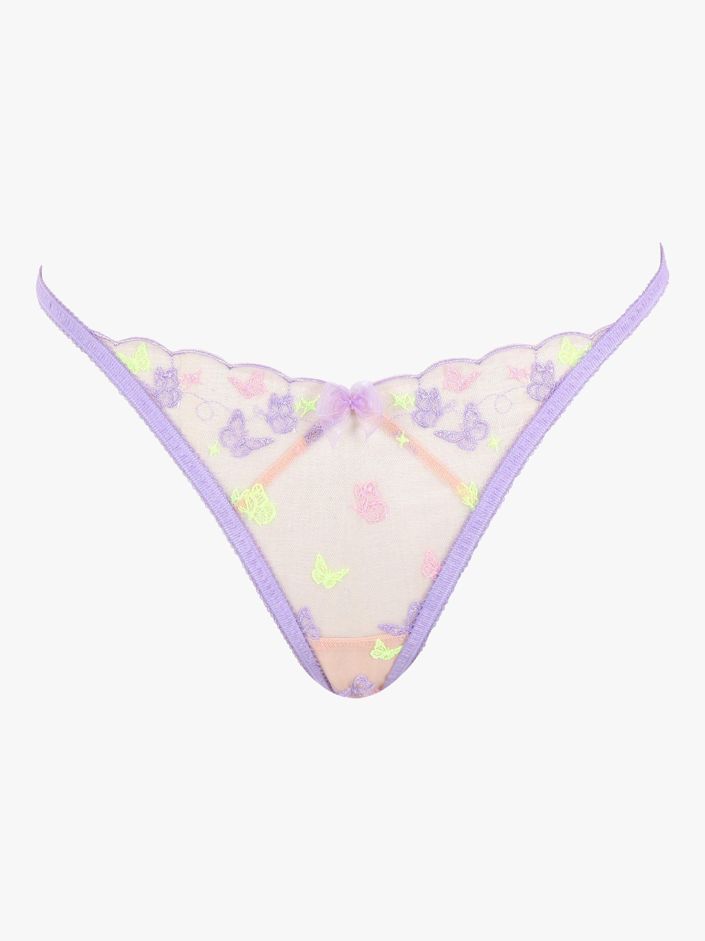 Product image 4 of 6, which shows Panache Belle Butterflies Thong, Purple, 10