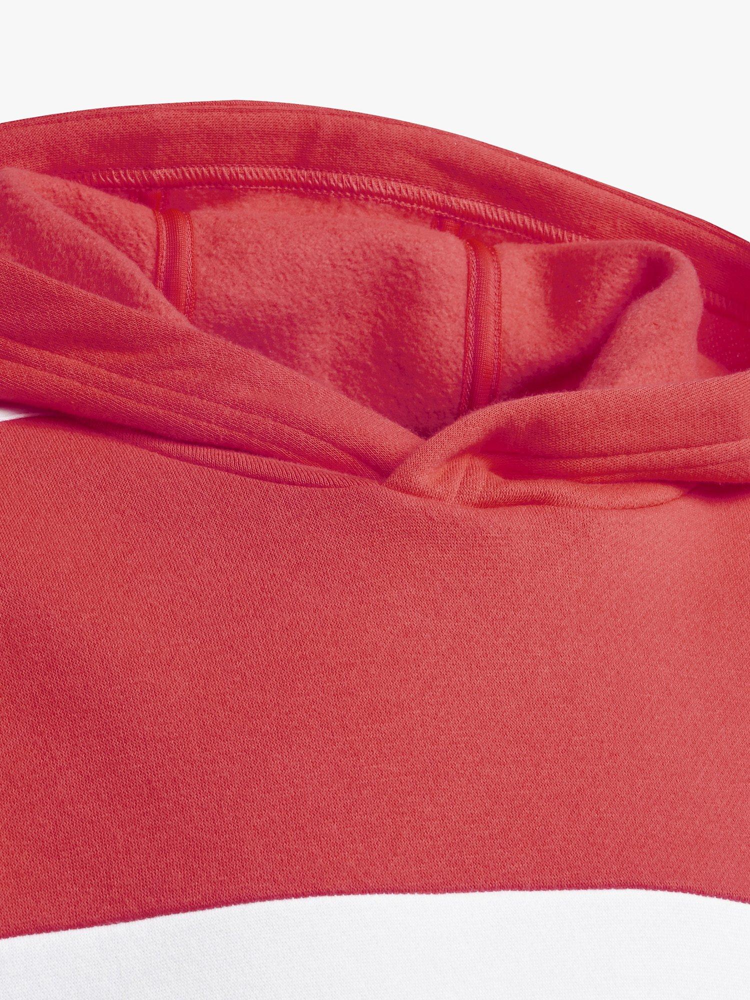 Product image 4 of 8, which shows adidas Kids' Tiberio 3 Stripes Colour Block Hoodie, Red/Black, 11-12 years