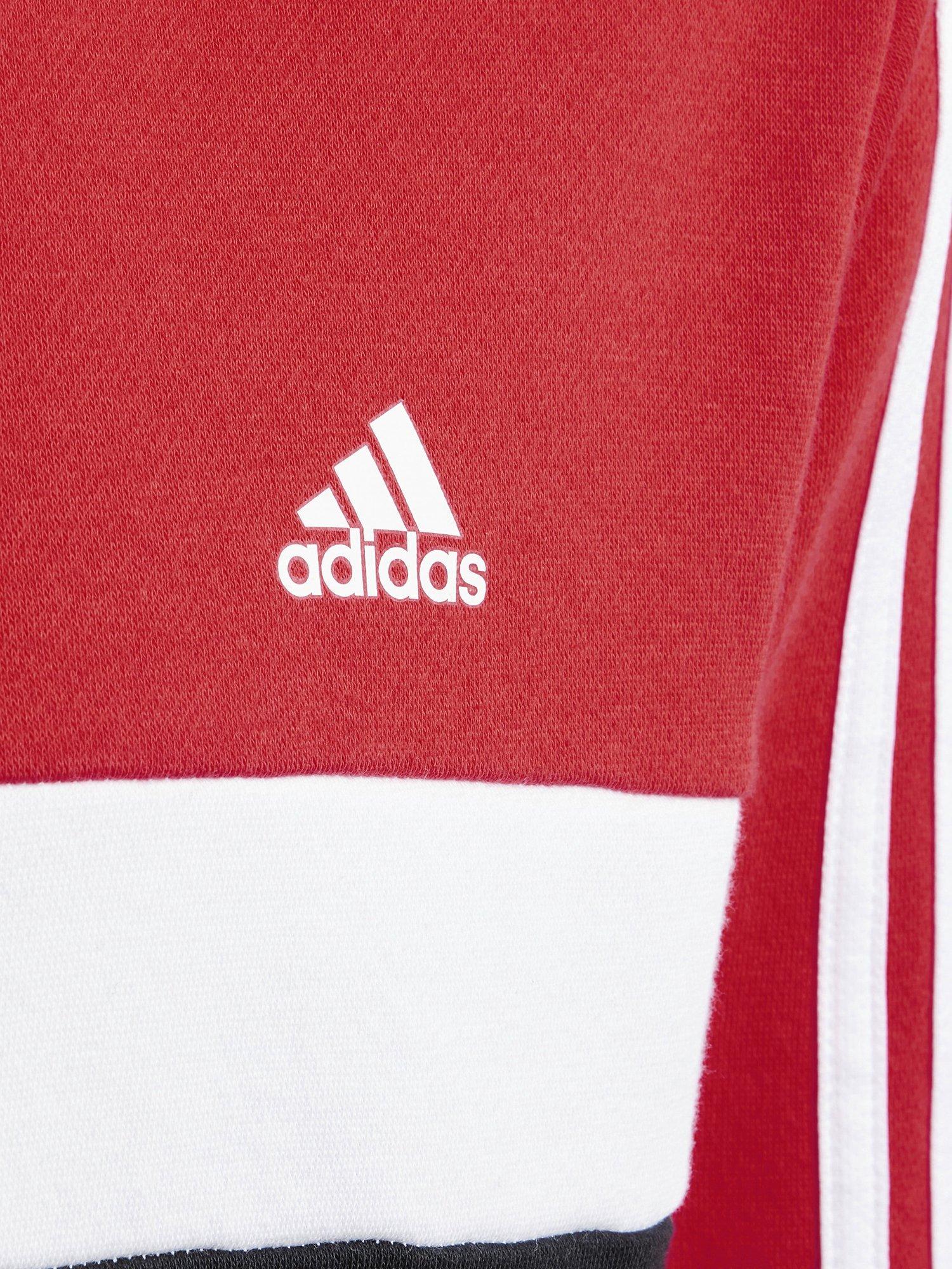 Product image 6 of 8, which shows adidas Kids' Tiberio 3 Stripes Colour Block Hoodie, Red/Black, 11-12 years