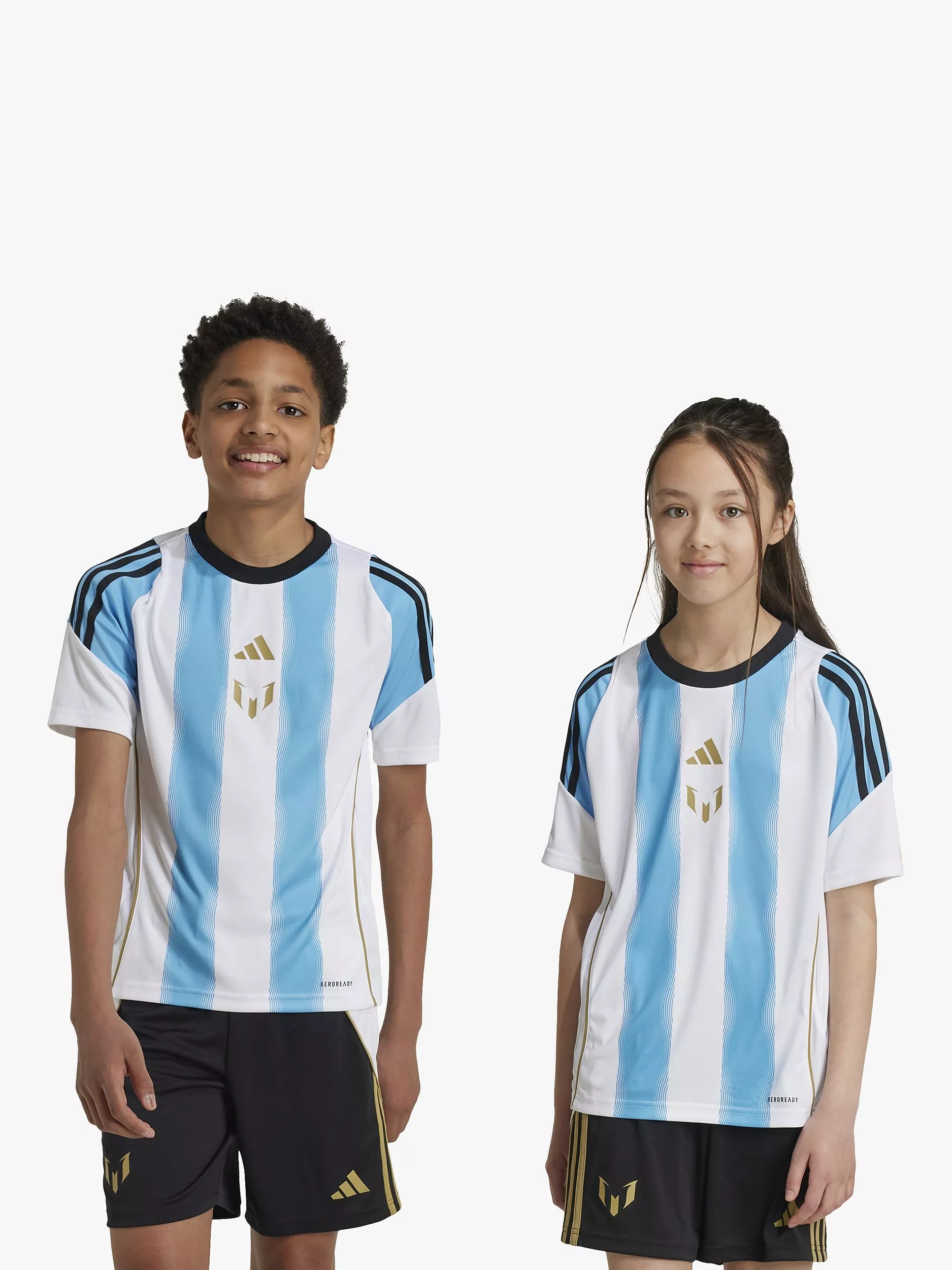 adidas Kids' Messi AEROREADY Training Jersey T-Shirt, White/Blue