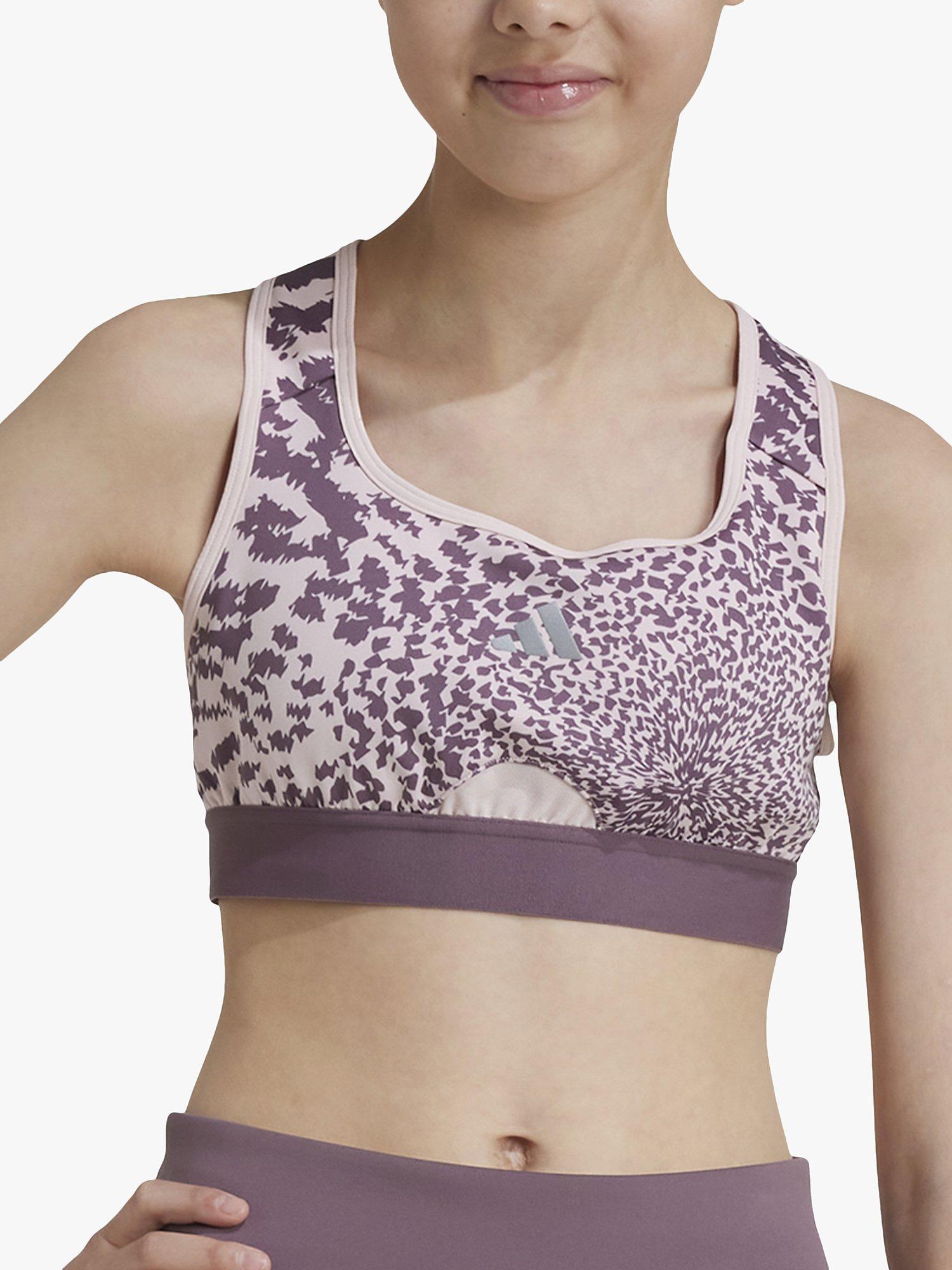 adidas Kids' Power React AEROREADY Sports Bra, Pink, 9-10 years
