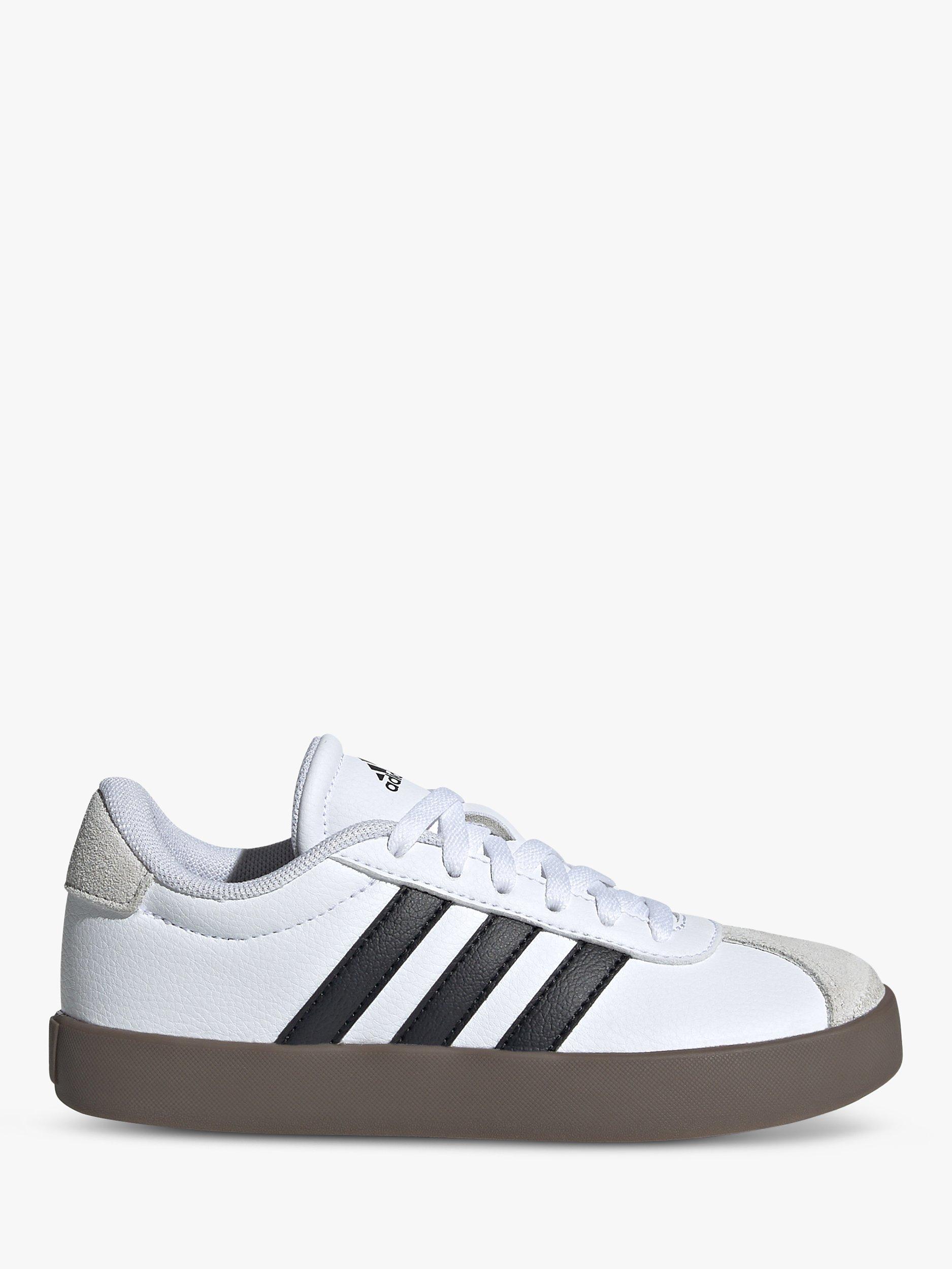 Product image 1 of 8, which shows adidas Kids' VL Court 3.0 Running Shoes, White/Black, 4
