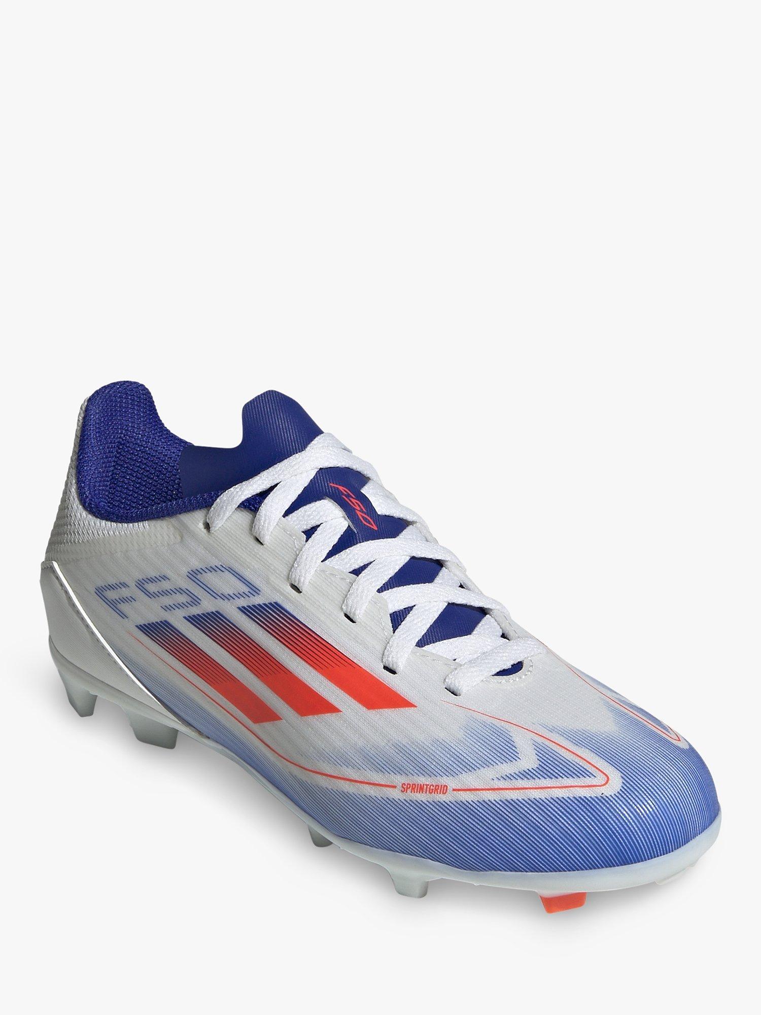 Product image 2 of 8, which shows adidas Kids' F50 Football Boots, White/Red, 5