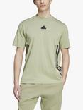 adidas Future Icons 3 Stripes Cotton Sports T-Shirt, Tent Green