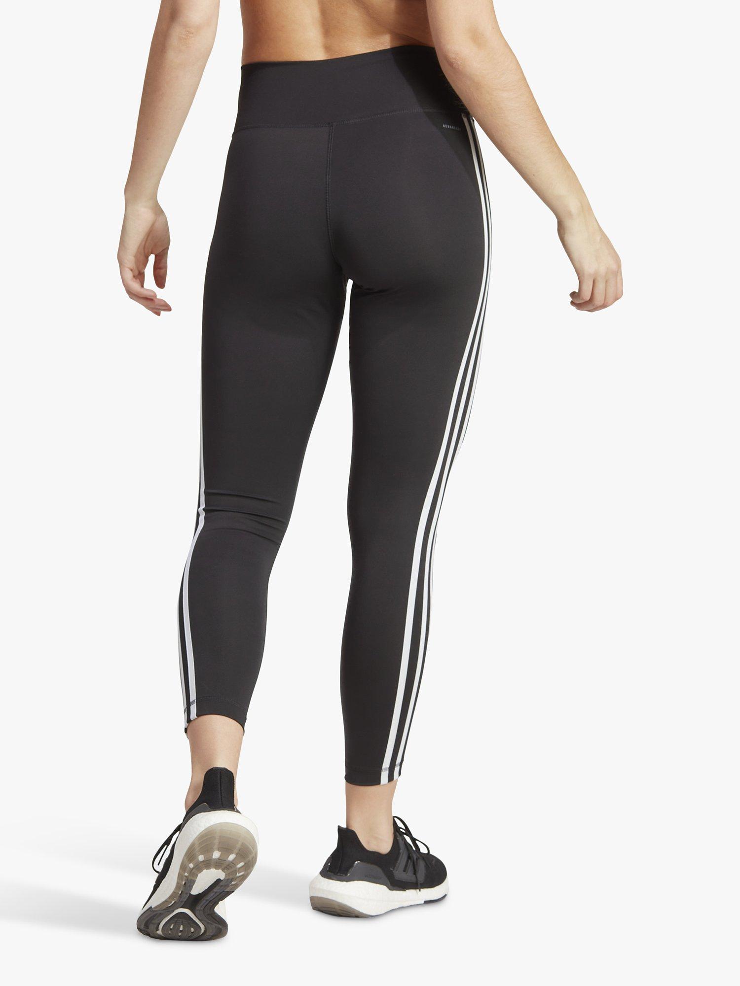 Product image 2 of 6, which shows adidas Train Essentials 3 Stripes High Waisted 7/8 Leggings, Black, XS