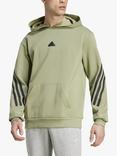 adidas Men's Future Icons 3 Stripes Hoodie, Tent Green