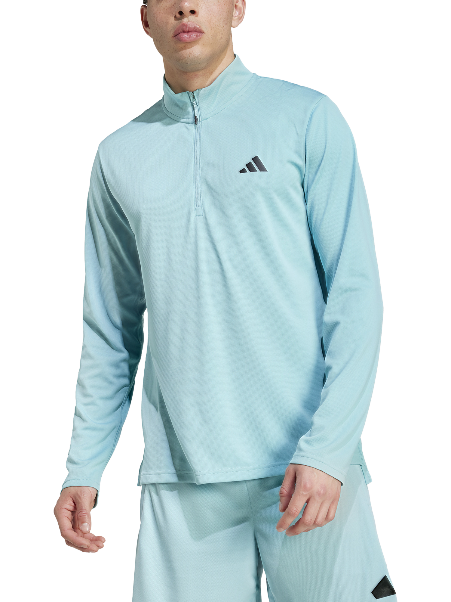 adidas Train Essentials Quarter Zip Long Sleeve T-Shirt, Mint Ton