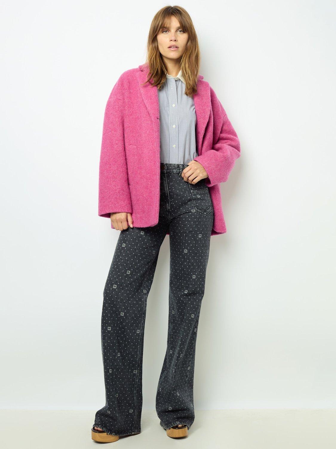 Product image 1 of 5, which shows Gerard Darel Linette Wool Coat, Pink, 8