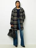 Gerard Darel Lucene Check Wool Bend Coat, Navy/Multi