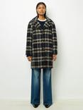 Gerard Darel Lucene Check Wool Bend Coat, Navy/Multi