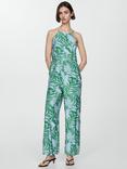 Mango Olimpio Sleeveless Floral Print Jumpsuit, Medium Blue