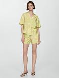 Mango Clavel Short Sleeve V-Neck Shirt, Bright Yellow