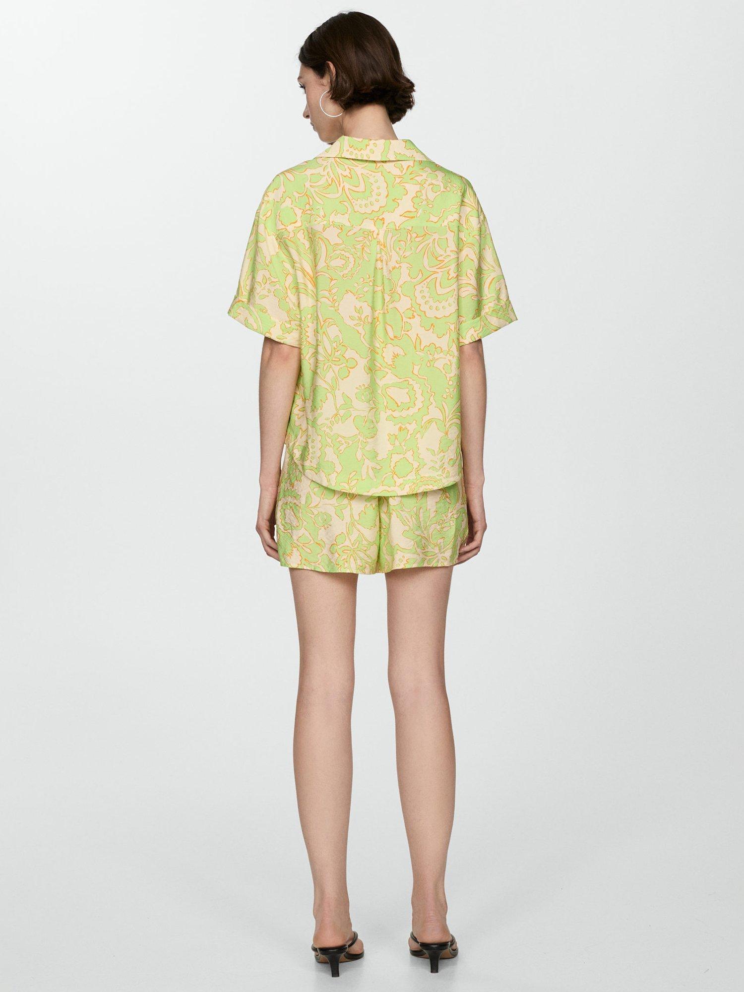Product image 4 of 8, which shows Mango Clavel Short Sleeve V-Neck Shirt, Bright Yellow, 10