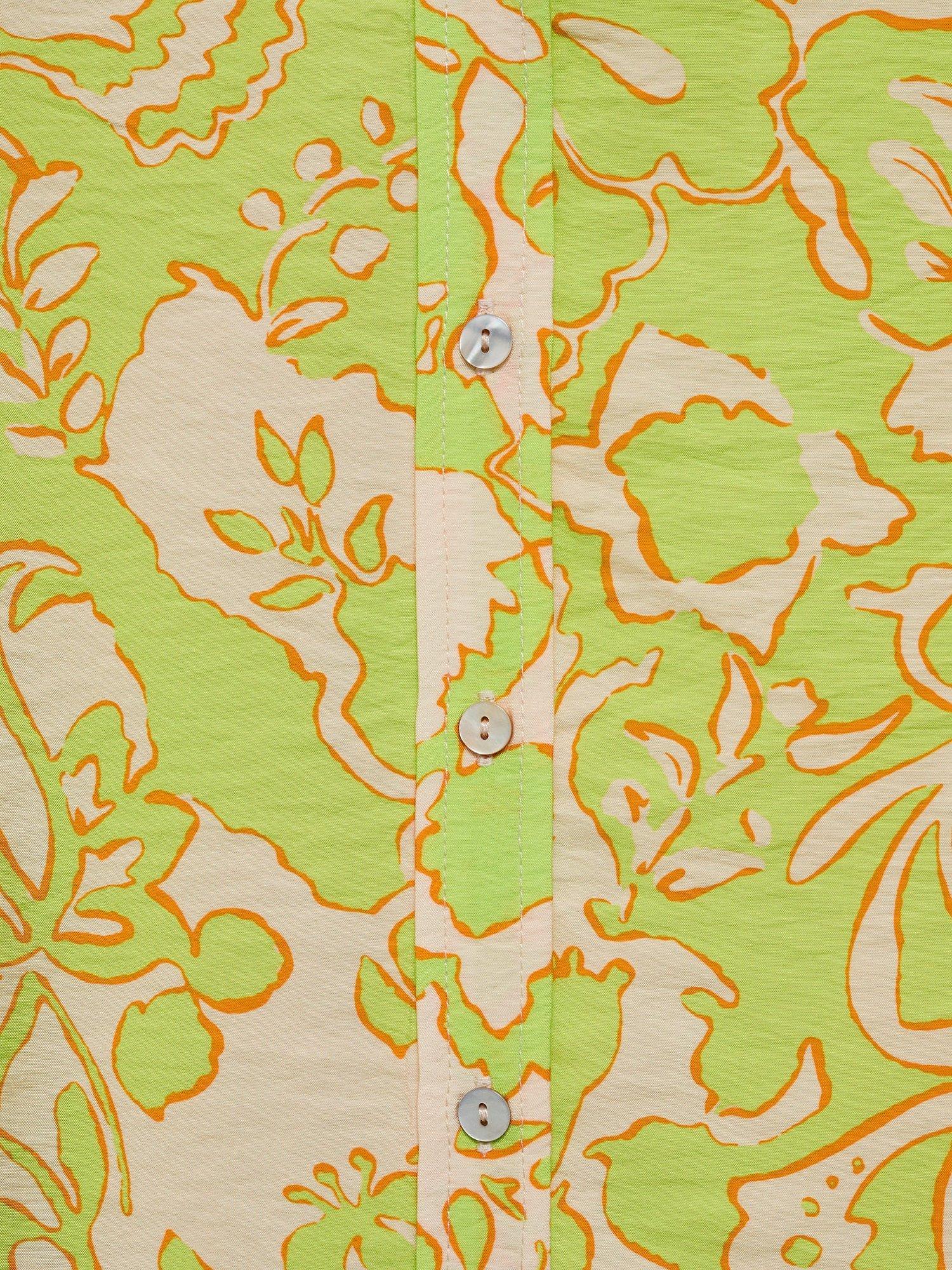 Product image 5 of 8, which shows Mango Clavel Short Sleeve V-Neck Shirt, Bright Yellow, 10