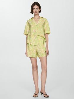 Mango Clavel Abstract Print Shorts, Bright Yellow - view 2, Bright Yellow