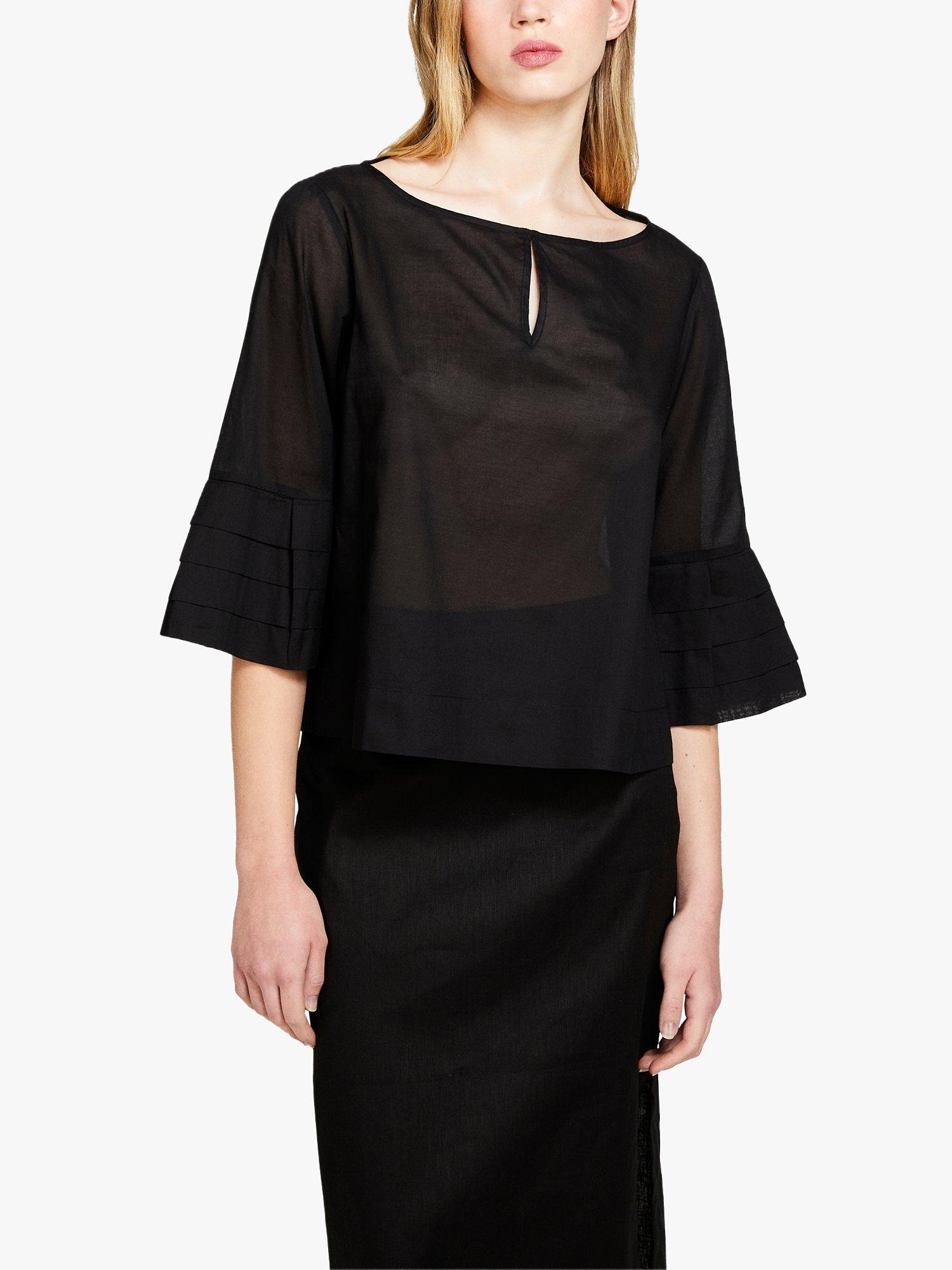 Product image 1 of 5, which shows SISLEY Cotton Kaftan Blouse, Black, S