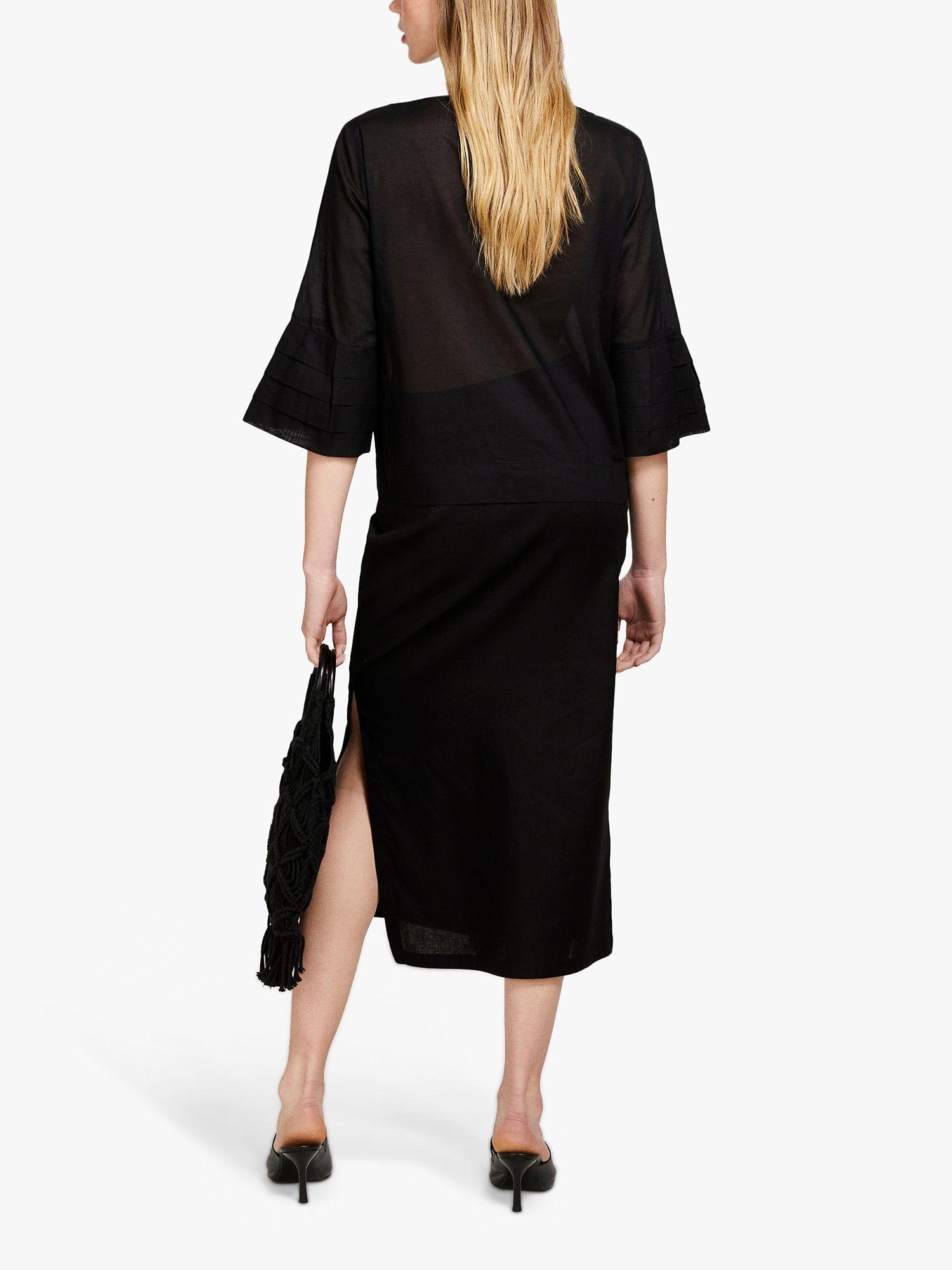 Product image 2 of 5, which shows SISLEY Cotton Kaftan Blouse, Black, S