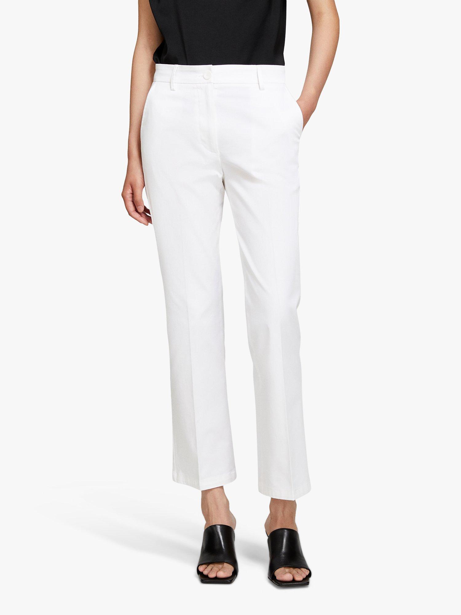 SISLEY Cotton Slim Fit Trousers, White