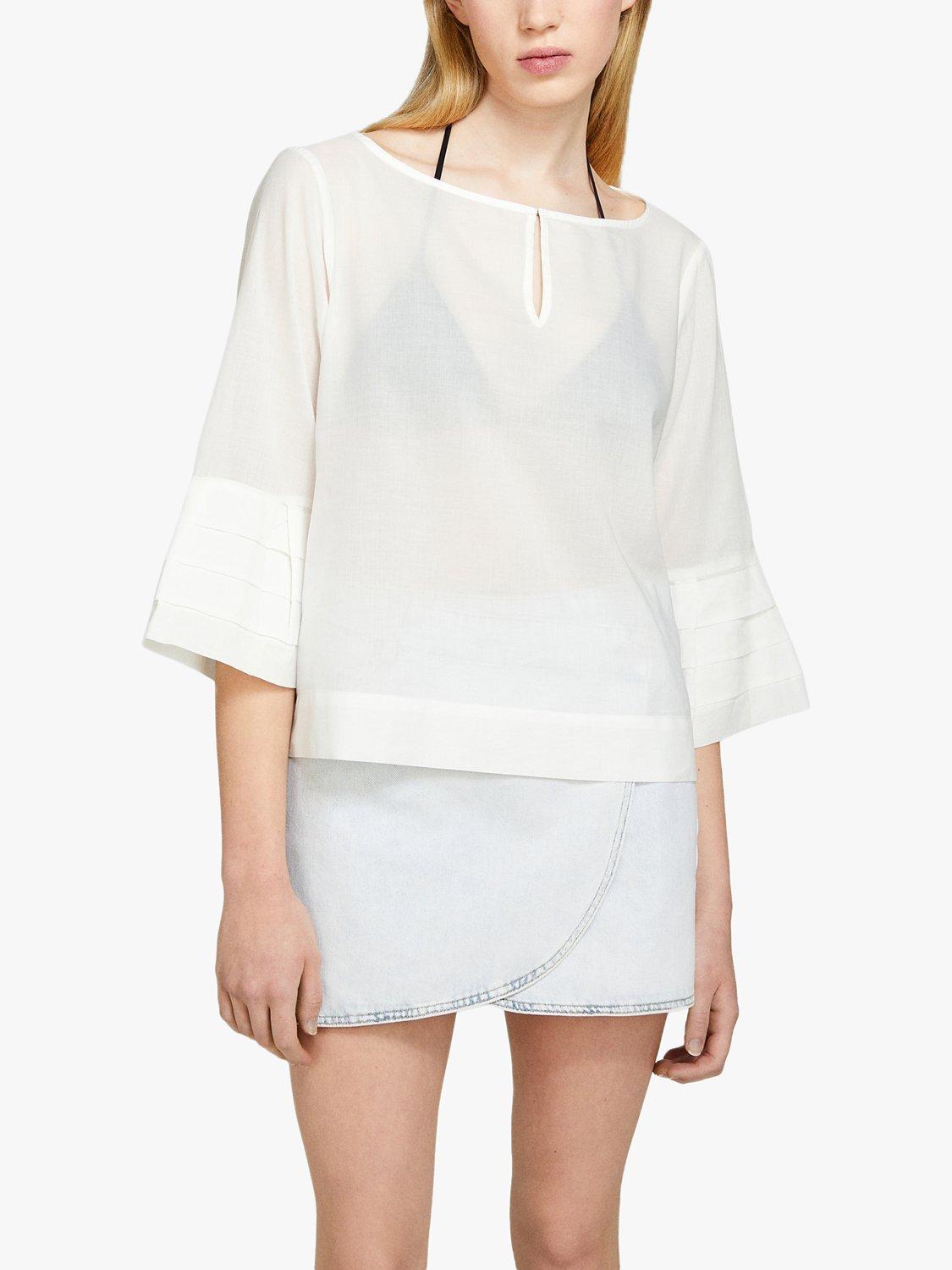 Product image 1 of 5, which shows SISLEY Cotton Kaftan Blouse, White, S