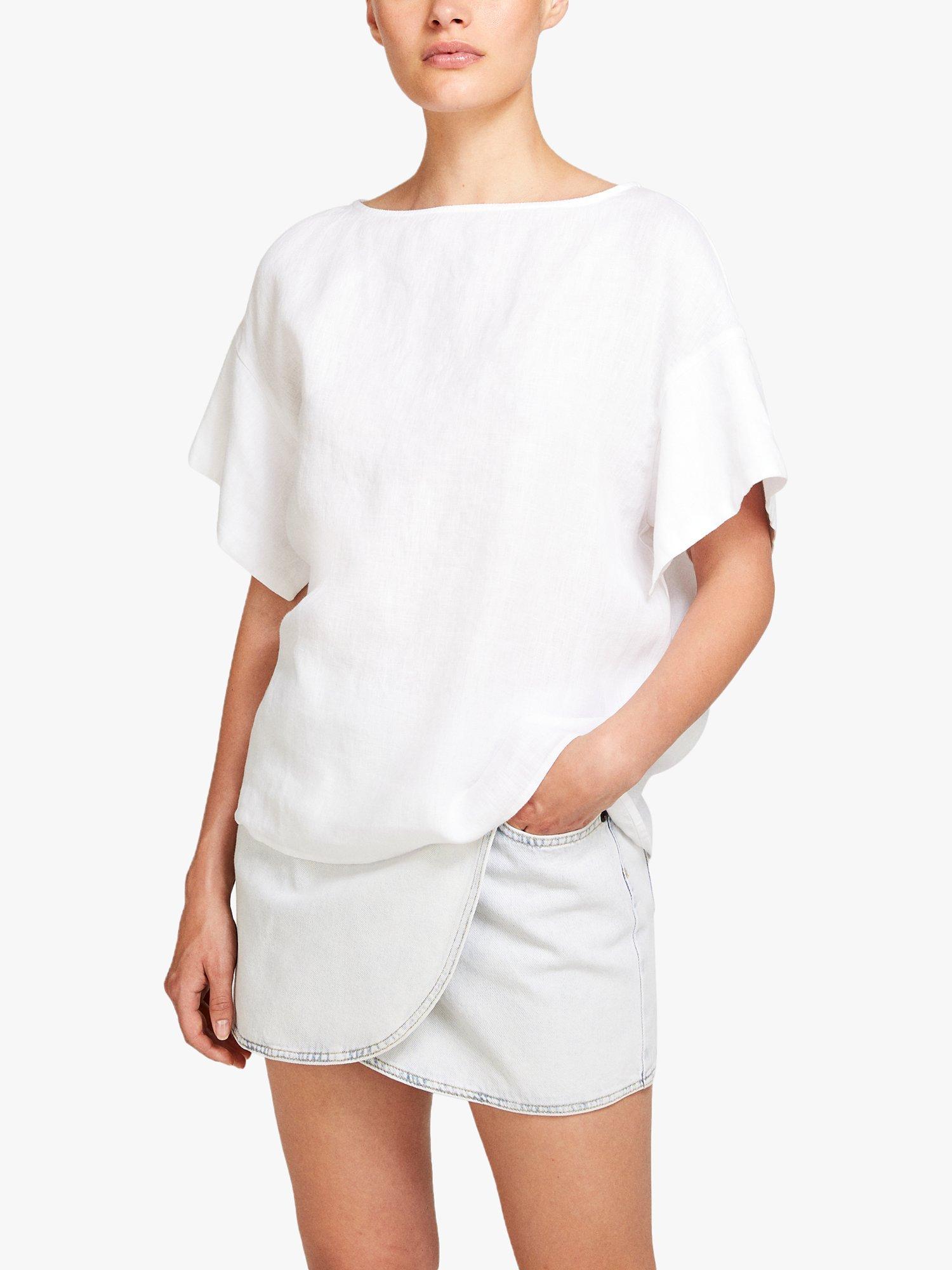 SISLEY Boxy Linen Top, White