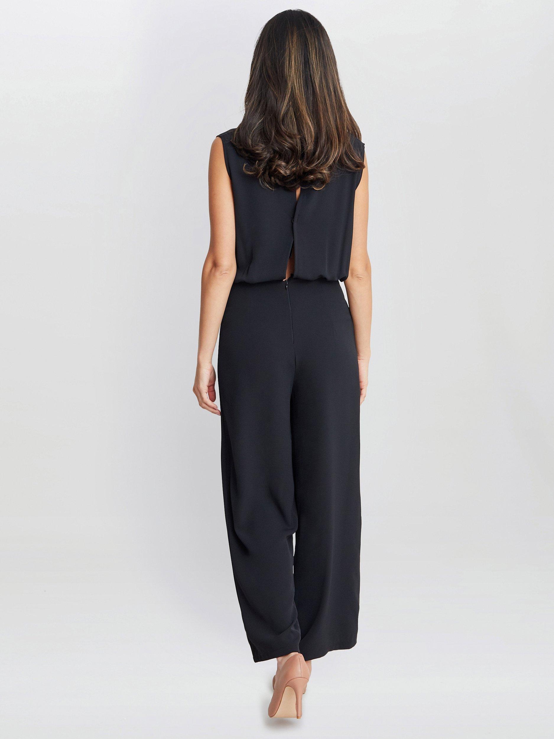 Gina Bacconi Anaya Crepe Jumpsuit, Black, S