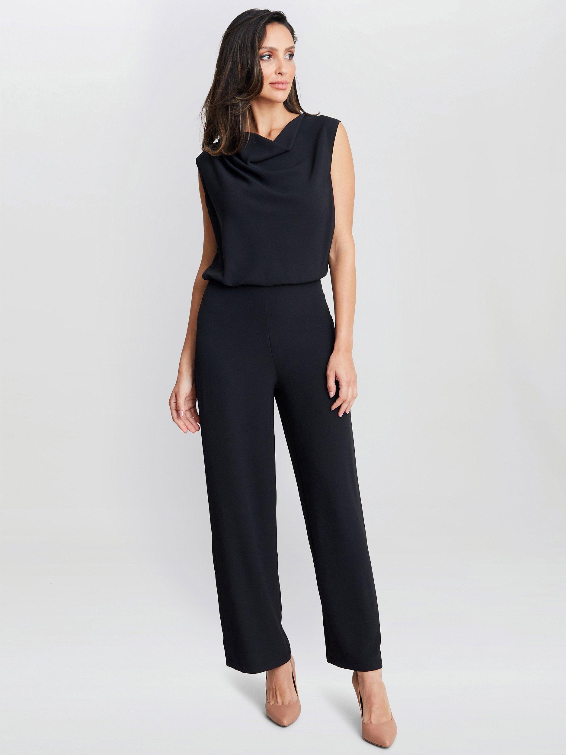 Product image 3 of 4, which shows Gina Bacconi Anaya Crepe Jumpsuit, Black, S