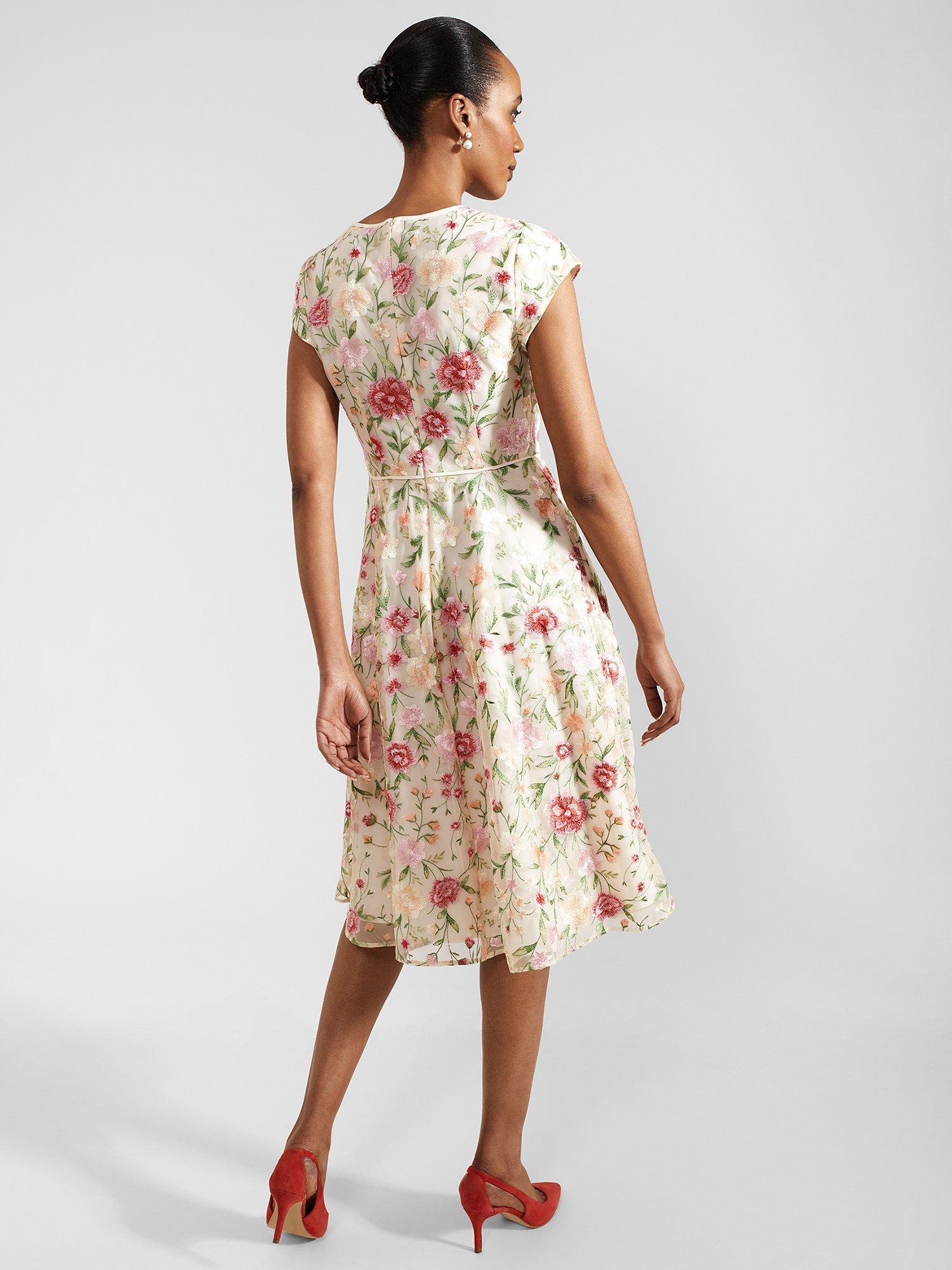 Hobbs Petite Tia Floral Dress, Cream/Multi, 10