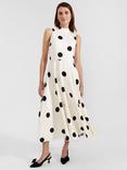 Hobbs Mia Polka Dot Dress, Cream/Black