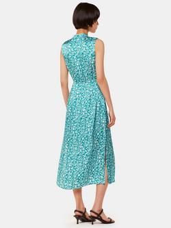Whistles Aria Batik Floral Satin Dress, Green/Multi - view 2, Green/Multi