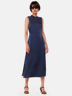 Whistles Aria Satin Midi Dres, Navy, Navy