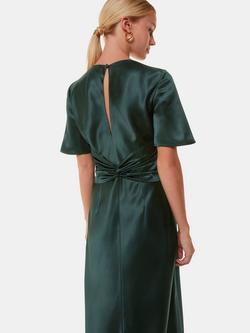 Whistles Avery Satin Twist Dress, Dark Green - view 2, Dark Green