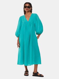 Whistles Petite Gloria Linen Midi Dress, Turquoise, Turquoise