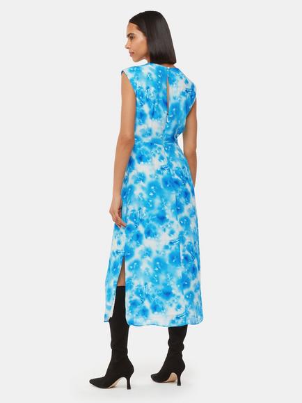 Whistles Sprayed Flowers Dress, Blue/Multi - view 2, Blue/Multi