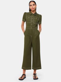 Whistles Della Utility Contrast Stitch Jumpsuit, Khaki, Khaki