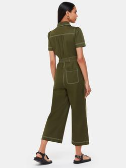 Whistles Della Utility Contrast Stitch Jumpsuit, Khaki - view 2, Khaki